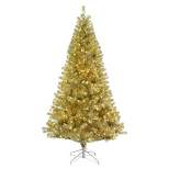 Haute Décor Pre-Lit LED Champagne Gold Tinsel Artificial Christmas Tree White Lights