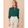 INSPIRE CHIC Women's Office Keyhole Elegant Stand Collar Long Sleeve Back Neck Button Blouse - 3 of 4