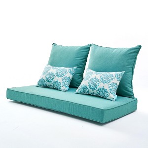 ARTPLAN Patio Deep Seating Loveseat Cushions All Weather Chair Outdoor Cushions Set of 5 for Patio Outdoor Furniture - 1 of 2