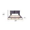 HomeRoots Gray Tufted Upholstered Queen Bed Frame With LED Lighting And USB - 3 of 4