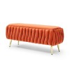 NicBex Bedroom Bench with Gold Legs Upholstered End of Bed Bench Velvet Oval Storage Ottoman Bench Toy Box for Living Room, Entryway - 3 of 4