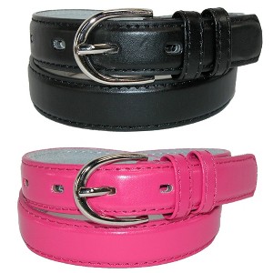 CTM Kid's Basic Leather Dress Belt (Pack of 2 Colors) - 1 of 4