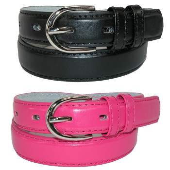 CTM Kid's Basic Leather Dress Belt (Pack of 2 Colors)