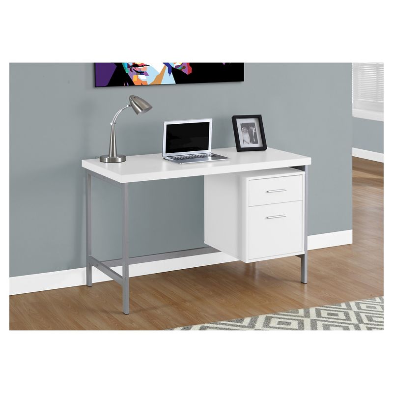 Computer Desk with Drawers Silver Metal - EveryRoom, 3 of 5