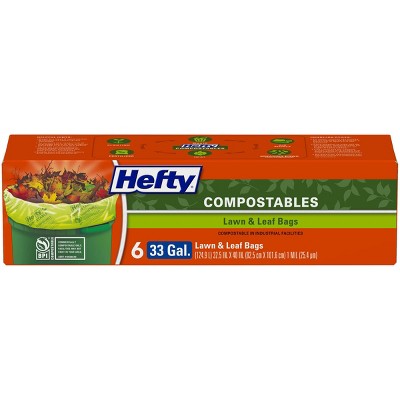 Hefty Compostable Lawn & Leaf Trash Bags -  33 Gallon - 6ct