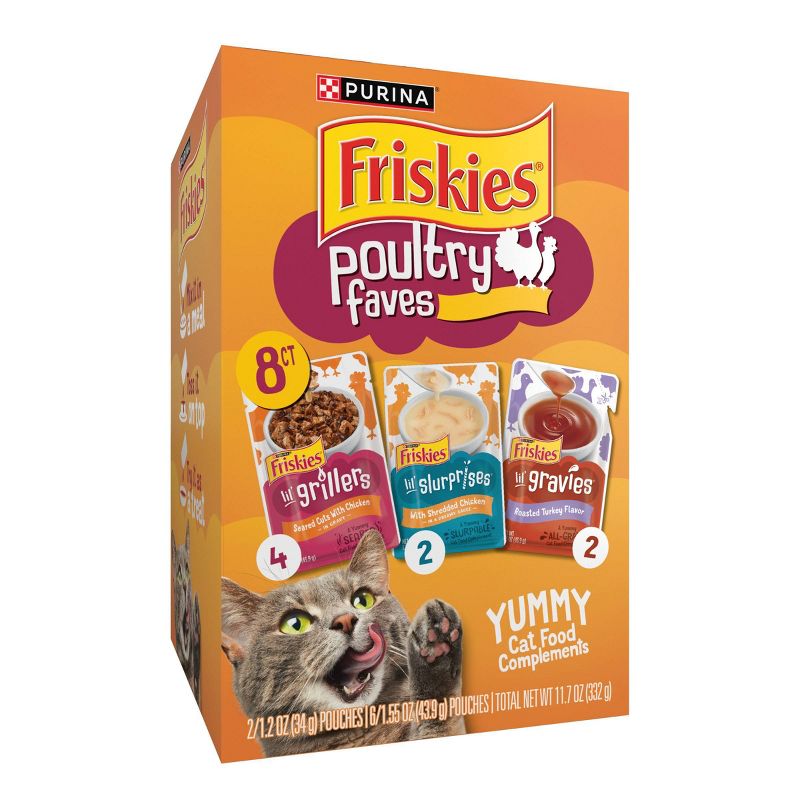 Purina Friskies Poultry Faves Lickable Gravy Chicken and Turkey Flavor Topper Variety Pack Wet Cat Food - 11.7oz, 4 of 8