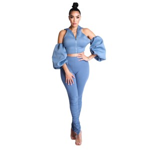 Slickblue Women's Puff Sleeve Hoodie Set – Trendy and Cozy Set in 3 Color & Size Options, Perfect for Casual Wear - 1 of 4