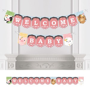 Big Dot of Happiness Girl Farm Animals - Pink Barnyard Birthday Party Bunting Banner - Party Decorations - Happy Birthday - 1 of 4