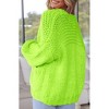 Women's Sweater Knit Cardigan with Pockets - Open Front Cable Knit Chunky Thick Sweater for Comfy Winter Knitwear,Fluorescent Green - 2XL - 2 of 4