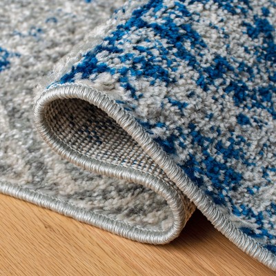 Chic Metro-Mod Silver/Navy Synthetic 8' x 10' Area Rug