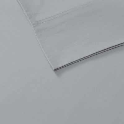 Light Gray Queen Cotton Percale Fitted Sheet Set