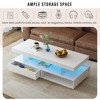 Modern Coffee Table with 16 Colors LED Lights,Rectangular Center Table with 2 Drawers and Display Shelf,Center Table Home Furniture for Living Room - 4 of 4