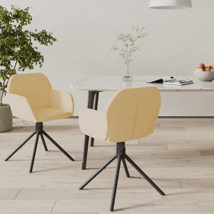 vidaXL Swivel Dining Chairs 2 pcs Cream Velvet - 1 of 4