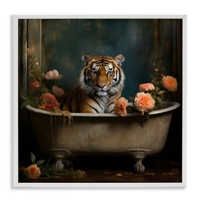 Stupell Industries Tiger in Floral Bathtub, 12" x 12"