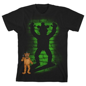 Five Nights at Freddy's Freddy Fazbear Shadow Boy's Black T-shirt - 1 of 3