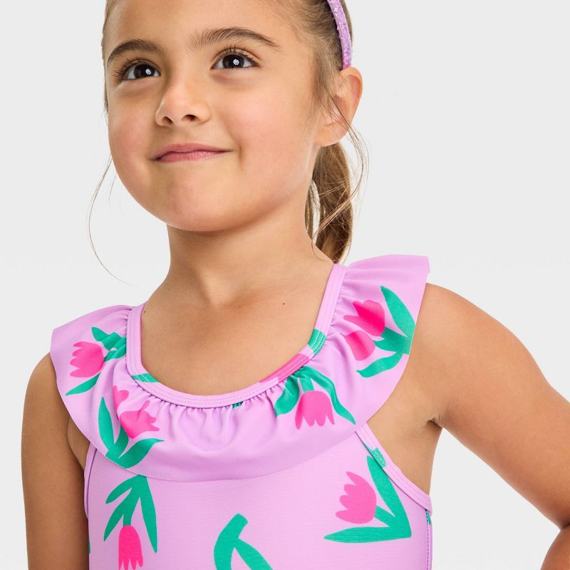 Toddler Girls' Ruffle One Piece Swimsuit - Cat & Jack™, 3 of 5