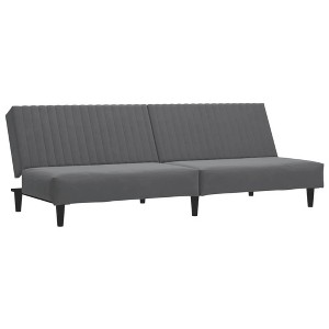vidaXL 2-Seater Velvet Sofa Bed - Convertible Loveseat Couch, Dark Gray, Versatile Sleeper for Living Room/Dorm/Office - 1 of 4