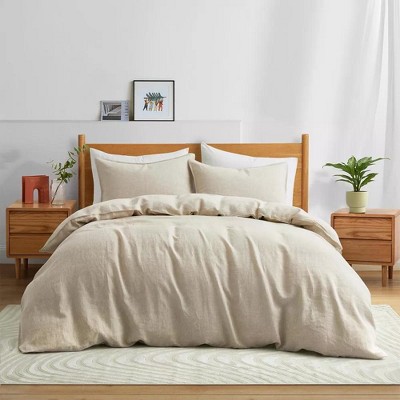 Peace Nest Luxurious Premium Flax Linen Duvet Cover and Pillow Sham Set Moisture-Wicking and Breathable