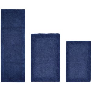 Edge Bath Rug 100% Premium Cotton Ultra-Soft Water Absorbent Tufted Solid Reversible 3 Piece Bathroom Rug Set for Machine Washable Bathmat - 1 of 4
