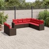 vidaXL 9 Piece Patio Sofa Set with Cushions Brown Poly Rattan - 2 of 4