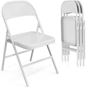 VINGLI Folding Chairs All Steel Metal Frame, Durable Portable and Versatile for Indoor Outdoor Use, White, Set of 4 - 1 of 4