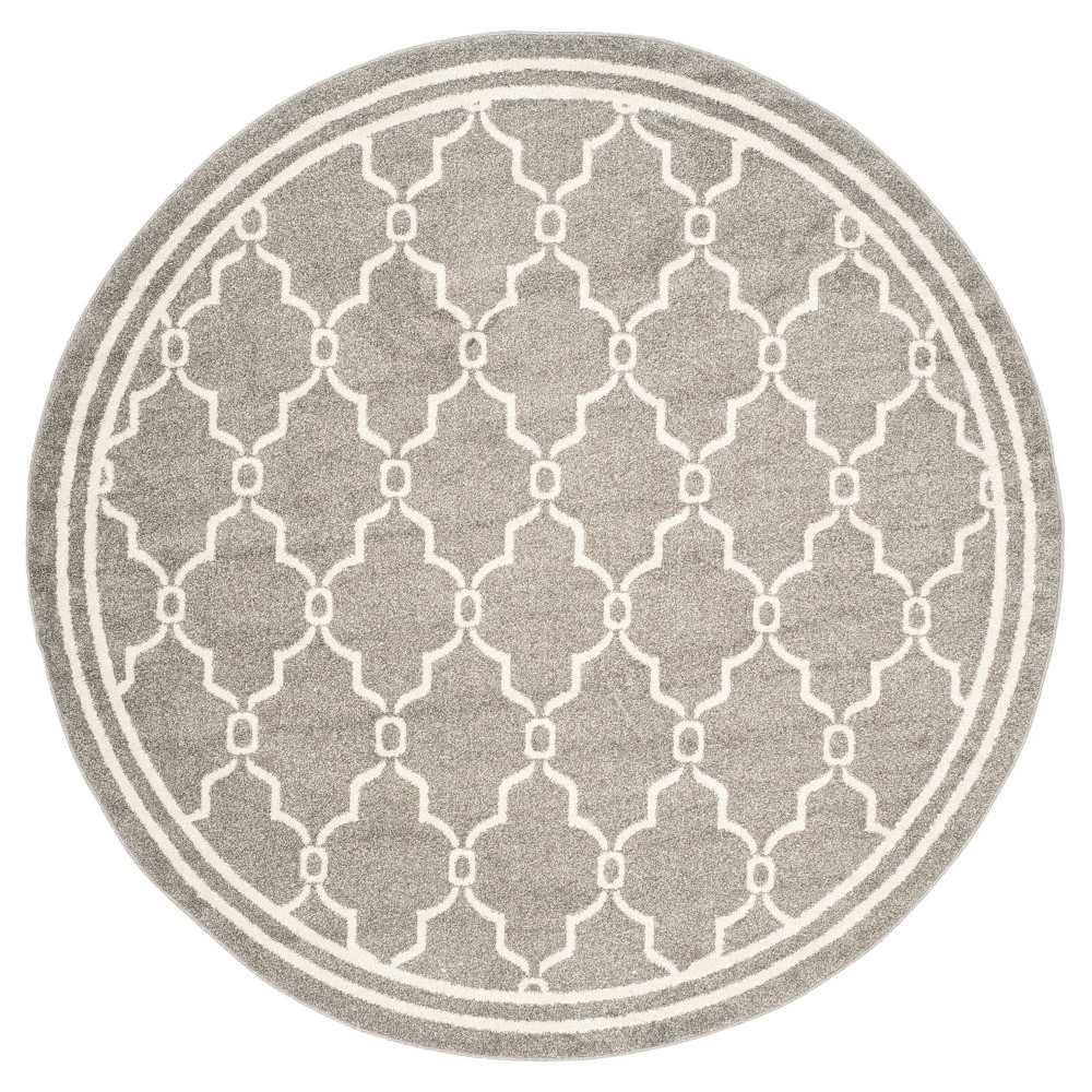 Prato Round 5' Indoor/Outdoor Rug - Dark Gray/Beige - Safavieh