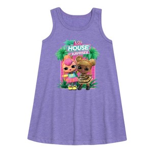 Girls' - Lol Surprise! - Lol Hos Palm Trees Graphic Sleeveless Aline Dress - 1 of 3