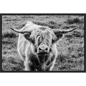 Amanti Art Highland Cow Staring Contest by Nathan Larson Canvas Wall Art Print Framed 23 x 16-in. - 1 of 4