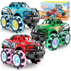 Joyfy 3PCS Monster Friction-Powered Truck Toy, Light-Up Toy Truck with Flashing LED Wheel, Easter Birthday Gift for Toddlers Boys Girls Ages 2 3 4 5 6 - 1 of 4