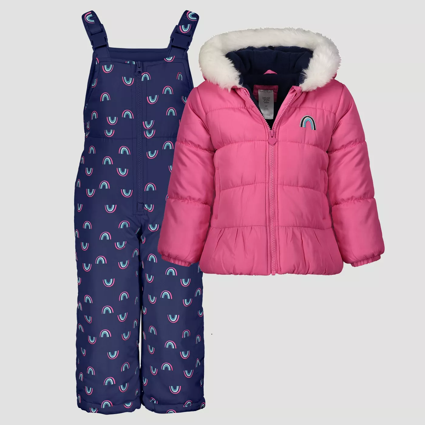 Toddler Girls' Rainbow Snowsuit with Bib - Just One You® made by carter's Dark Pink - image 1 of 1