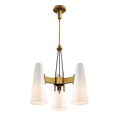 Opal Satin Brass 3-Light Pendant with Glass Shades