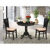 3-Piece Black Finish Solid Wood Top - Dining Room Set - Seats 4 - 2 of 4