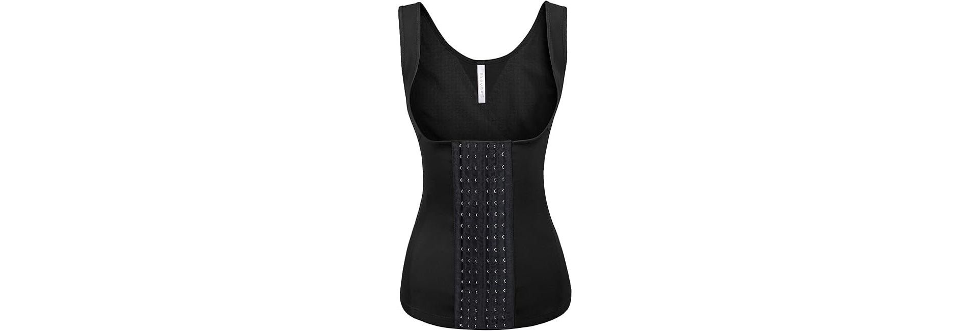 Ekouaer Women's Waist Trainer Cincher Underbust Corset Vest Hourglass Body Shaper With Hooks