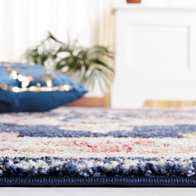Luna Blue and Beige Synthetic Hand-knotted Area Rug