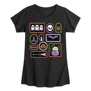 Girls' - Instant Message - Halloween Frames -Youth Girls Short Sleeve T-Shirt Fitted Short Sleeve Graphic T-Shirt - 1 of 4