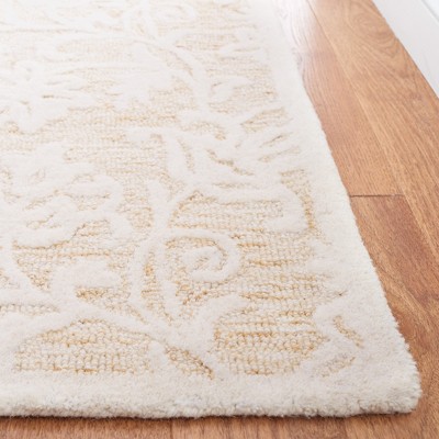 6' x 6' Gold and Ivory Hand Tufted Wool Square Rug
