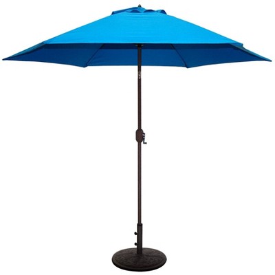 9' x 5' Aluminum Bronze Umbrella Blue - Tropishade