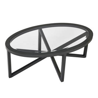 Anybear Modern Simple Glass Coffee Table with Solid Wood Base