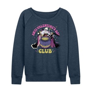 Women's - Disney Villains - Valentine's Day Lightweight French Terry Wide Neck Long Sleeve Shirt - 1 of 4