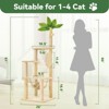 Modern Multicoloured 600 GSM Soft Plush Cat Tree Pet Tower with Fake Real Leaves,Natural Sisal Material and Cute Cat Shape Platform - 2 of 4