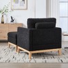 Lyngins Textured Boucle Accent Chair, Modern Farmhouse Square Armchair with Natural Wood Legs, Single Sofa Chair with 2 Pillows for Living Room - 2 of 4