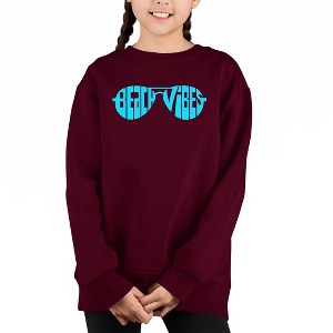 LA Pop Art Beach Vibes - Girl's Word Art Crewneck Sweatshirt - 1 of 4