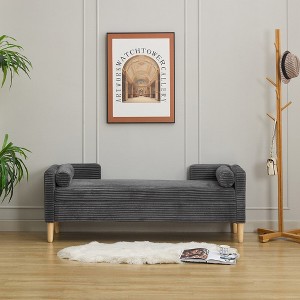 Bella Depot 65.35"W Corduroy Storage Bench with Armrests and Two bolster Pillows for Living Room, Entryway and Bedroom - 1 of 4