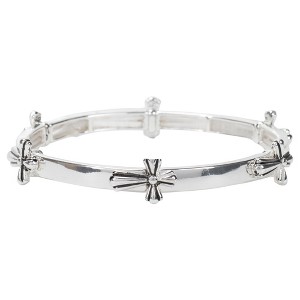 Dicksons Horizontal Petal Flare Cross with Smooth Polished Tile Stretch Bracelet - 1 of 4