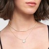 Adornia 14k Gold Plated Crystal Halo White Mother of Pearl Clover Necklace - 2 of 3