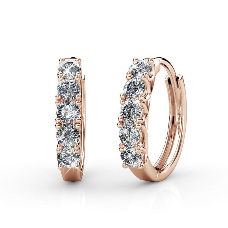 Cate & Chloe Bethany 18K Rose Gold Plated 15mm Hoop Earrings with Swarovski Crystals Classic Elegant Design Gift for Women 1 Pair