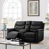 DOMETOUR 2 Seater Motion Sofa PU Leather Loveseat, Upholstered Couch with Cup Holders for Home Theater Living Room, Black - 2 of 4