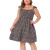 Agnes Orinda Women's Plus Size Sweetheart Neck Back Tie Ruffle Cap Sleeve Floral Sundresses - 2 of 4
