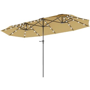 13ft Double-Sided Market Umbrella, Large Patio Umbrella with Solar Lights, Crank Handle for Garden, Pool - 1 of 4