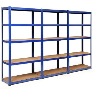 Costway 3PCS 72''Heavy Duty Steel 5 Level Garage Shelf Storage Adjustable Shelves Silver\Blue - 1 of 4